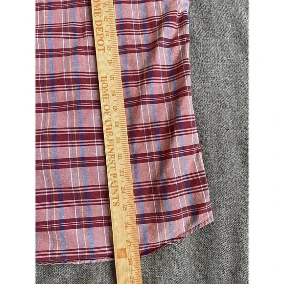 1901 Nordstrom‎ Men’s Polo L Plaid Red Button Down Shirt Long Sleeve 100% Cotton - Picture 4 of 7